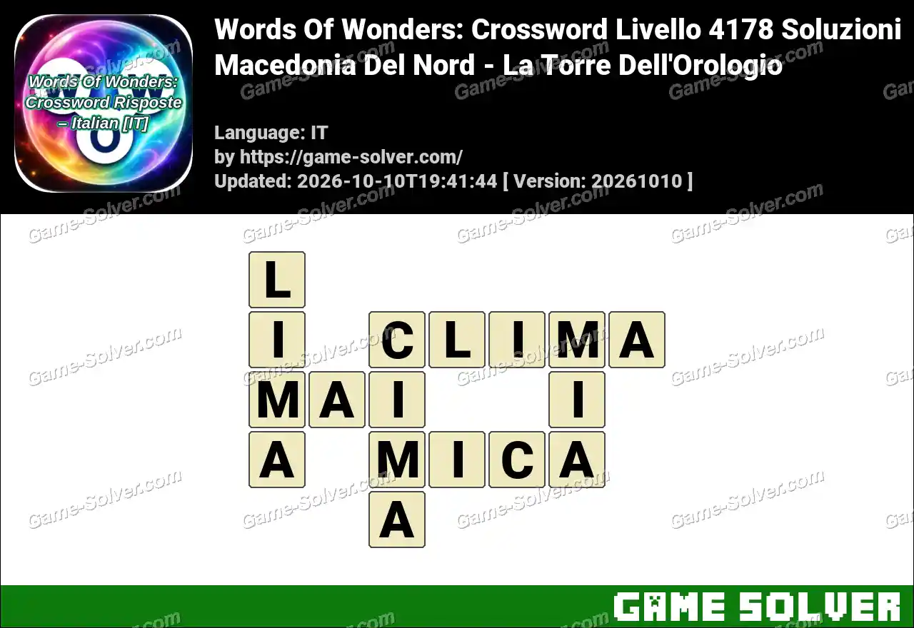 Words Of Wonders: Crossword Livello 4178 Soluzioni – Macedonia Del Nord – La Torre Dell’Orologio